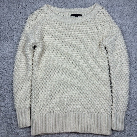 American Eagle Sweater Womens Extra Small Bubble Knit Wool Blend Cream Classic - Picture 1 of 4